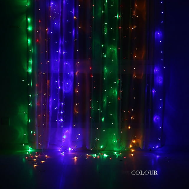 Xihbxyly Cortina de Luces Led, Cadena de 300 Led de Bajo Consumo, Diseño Seguro de Bajo Voltaje, Decoración para Fiestas, Bodas y Festividades, Tamaño 3 X 3 M, Conectores a Prueba de Errores.