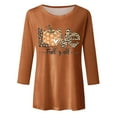 thumbnail image 4 of Womens Long Sleeve Workout Tops Shirts Halloween Graphic Casual Crewneck With Printed Letters Summer Soft Blended Fall Clothes for Women Tees Blouses Brown XL, 4 of 4