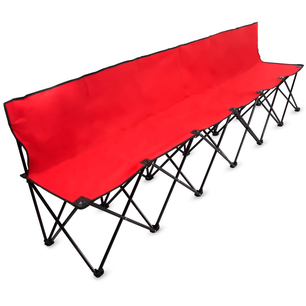 8Foot Portable Folding 6 Seat Bench with Back, Red
