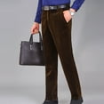 thumbnail image 4 of cllios Mens Corduory Pants Big and Tall Straight Flat-Front Chino Pants Expandable Waist Classic Fit Stretch Dress Pants Slim Solid Color Trousers, 4 of 6