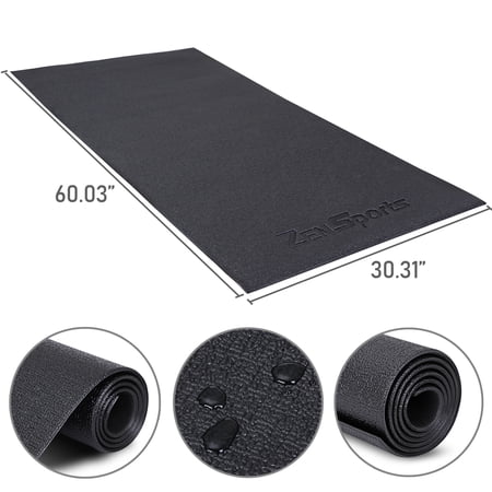 ZenSports 5'x2.5' High-Density Treadmill Mat, Exercise Equipment Mat, Fitness Mat, 0.23’’ Extra Thick Home Gym Floor Protection, Black