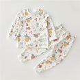 thumbnail image 2 of Odeerbi Infant Boys Girls Pajama Sets Soft Cotton Long Johns Cartoon Printed Base Layer Set Thermal Underwear Set Casual Collar Long Sleeve Tops Printed Long Pants Outfit Sets Yellow, 2 of 4