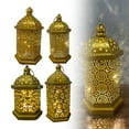 thumbnail image 4 of Brass Effect Moroccan Style Metal Lanterns Small Medium Large Hanging Decor, 4 of 5