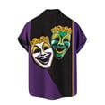 thumbnail image 5 of Mardi Gras Outfit for Men Button Down Short Sleeve Shirts Feathers Graphic Tee Funny Novelty Shirts Casual Collared Blouses, 5 of 6
