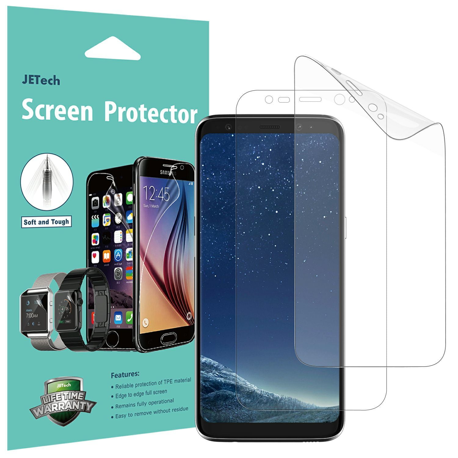Galaxy S8 Screen Protector Full Coverage JETech SOFTOUGH 2 Pack TPE