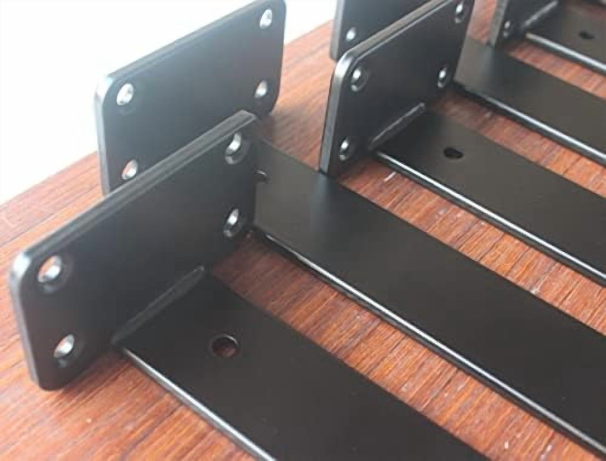 6 Pack - 9 inch Black Hidden L Shelf Bracket (1/5 Inch Thicked) Iron Floating Shelf Brackets Rustic Industrial Metal Brackets for Shelf Support