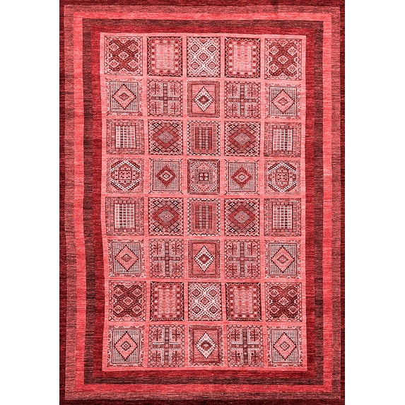 Ahgly Company Indoor Rectangle Abstract Red Modern Area Rugs, 8' x 12'