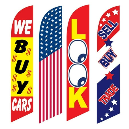 4 Advertising Swooper Flags We Buy Cars America Look Sell Buy Trade