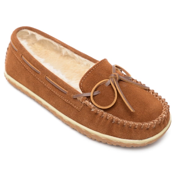Minnetonka Women's Tilia Suede Moccasin Slippers, Brown, 9 M US