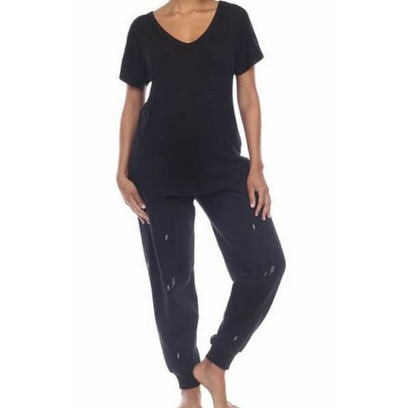 Honeydew Womens Embroidered Lounge Set 2 Piece,Black,X-Small