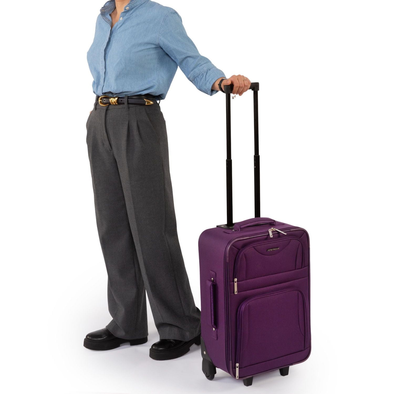 Jetstream Atlantic Softside 4 Piece Luggage Set, Rolling Suitcase Set: Rolling 25 Inch Checked Luggage, Carry On Suitcase, Tote Bag & Toiletry Kit