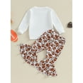 thumbnail image 4 of Bagilaanoe 2Pcs Baby Girl Clothing Sets Toddler Print Long Sleeve Sweatshirt Tops + Flare Trousers 6M 12M 18M 24M 3T Kids Fall Pants Set, 4 of 9