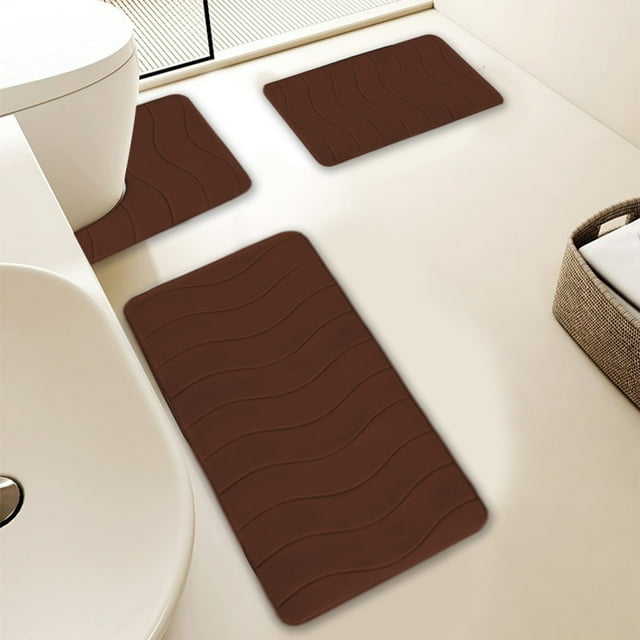Ensemble de Tapis de Porte de Salle de Bain Antidérapants et Absorbants - Polyester avec Endos en Caoutchouc, Style Moderne pour Salle de Bain et Chambre