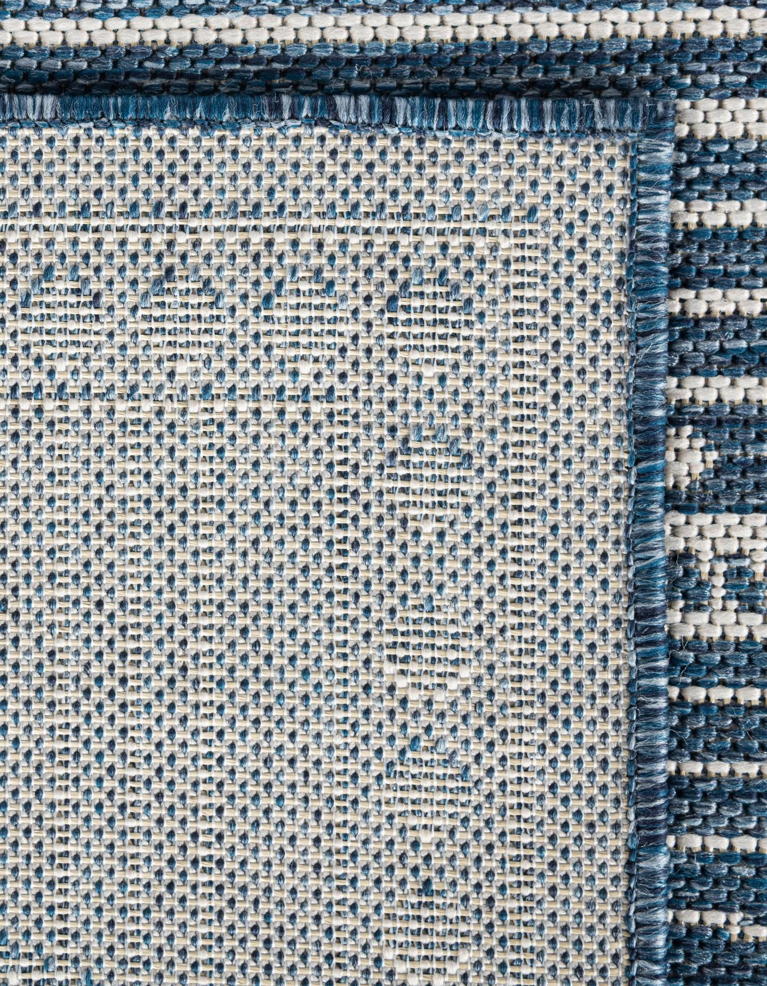 Unique Loom Outdoor Traditional Collection Area Rug - Deco (5' 3" x 8' Rectangle Blue/Ivory)