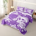 thumbnail image 3 of Castle Fairy Spooky Rose Bloom Quilt King,Boho Crowned Skull King Coverlet Set,Violet White, 3 of 7