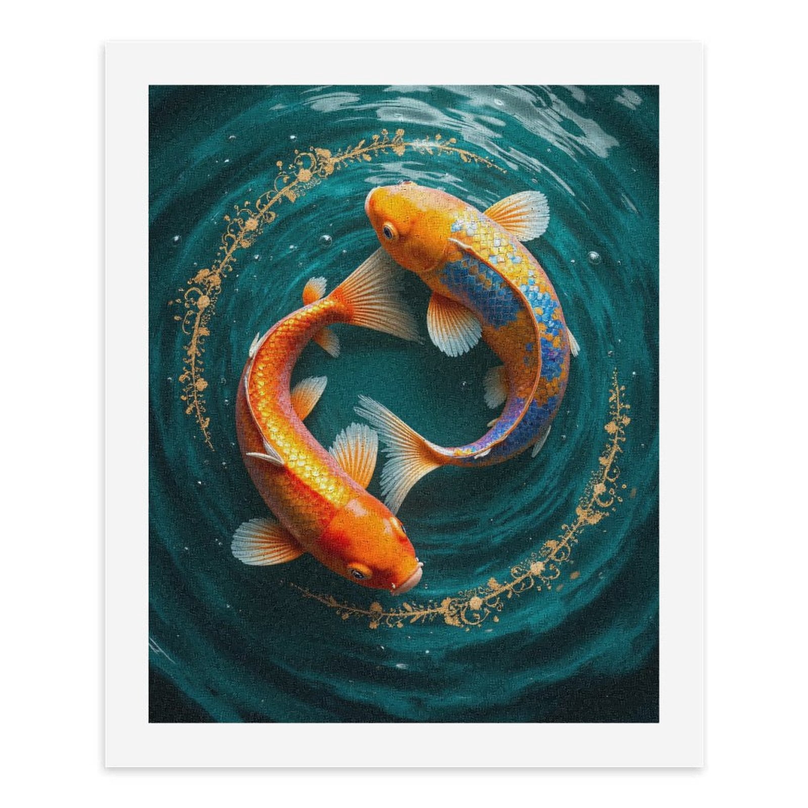 Paint By Numbers Kit for Adults Beginner - Koi Fish Circling Water Art DIY Canvas Painting Kits for Adults, Frameless Paint By Number for Adults for Home Wall Decor 16x20 Inch