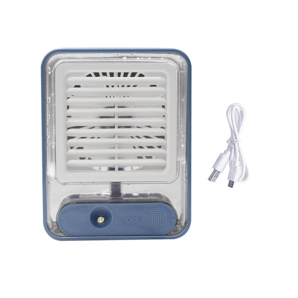 Ventilador de nebulización, humidificador de escritorio de viento de 3 velocidades, ventilador de niebla de agua pulverizada, ventilador Mister para Azul