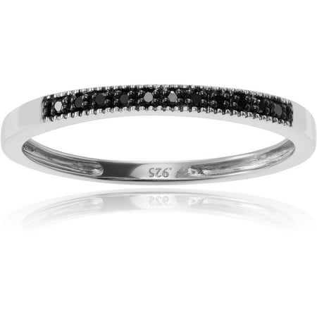 Brinley Co. Women's 1/10 Carat T.W. Round Cut Black Diamond Sterling Silver Micro-pave Fashion Ring