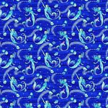 Mermaid Cotton Fabric Yard, Mermaid Pattern Cotton Fabric
