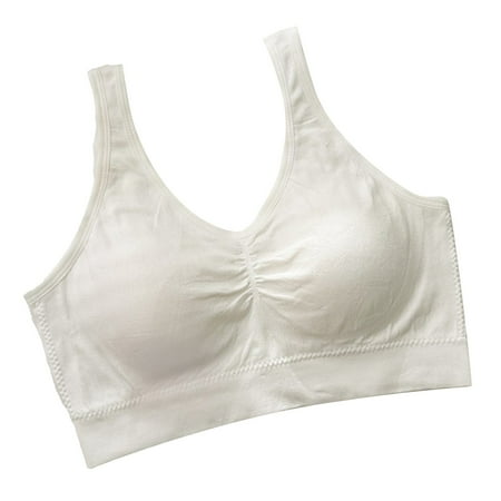 WCJM Women s Nylon Spandex White nylon underwear Women s Large Size Casual Simple Latex Fixed Cup Bra Soft And Skin Friendly Comfortable To The Body.