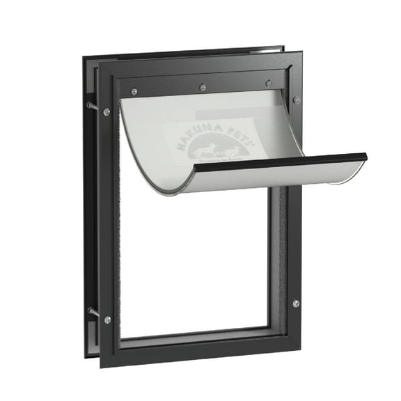 Hakuna Pets Black Deluxe Aluminum Large Pet Door for Pets up to 100 lbs