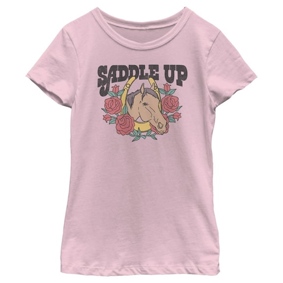 Girl's Lost Gods Saddle Up Horse  Graphic Tee Light Pink X Small