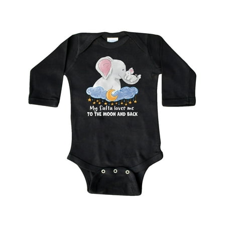 

Inktastic My Safta Loves me to the Moon and Back Elephant Family Gift Baby Boy or Baby Girl Long Sleeve Bodysuit