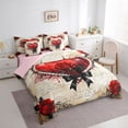 thumbnail image 3 of jejeloiu Romantic Valentine Rose 7-Piece Bedding Comforter Set,Cartoon Loves Bowknot King Bedding Sets For Girls Women Reversible, 3 of 8