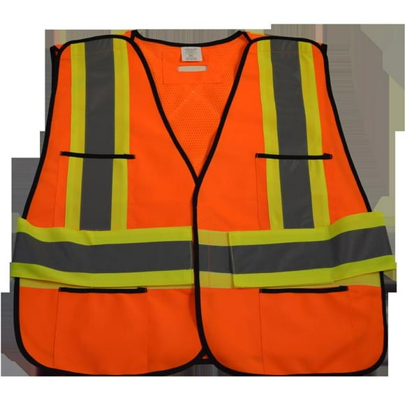 ANSI & CSA Public Safety Vest Solid Front Mesh Back, X On Back - Plus 2X & 5X