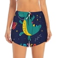 thumbnail image 2 of Goofa Dinosau Space Explorer Printed Women 2 in 1 Running Shorts,Quick Dry Athletic Workout Shorts,High Waisted Athletic Shorts with Liner Pockets-X-Large, 2 of 9
