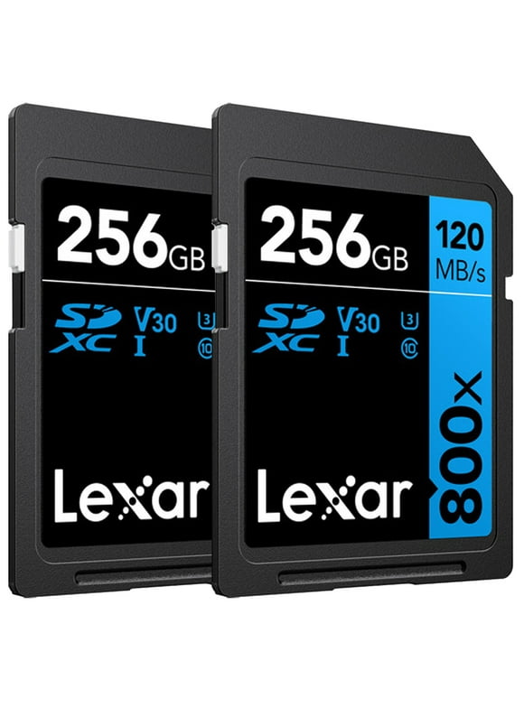 Lexar 256GB High-Performance 800x UHS-I SDHC Memory Card BLUE Series - (2-Pack)