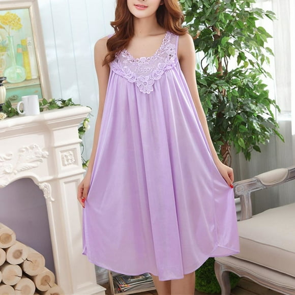 Lubelski Summer Lace Patchwork Pajamas Sleepwear Women Nightdress Nightgown