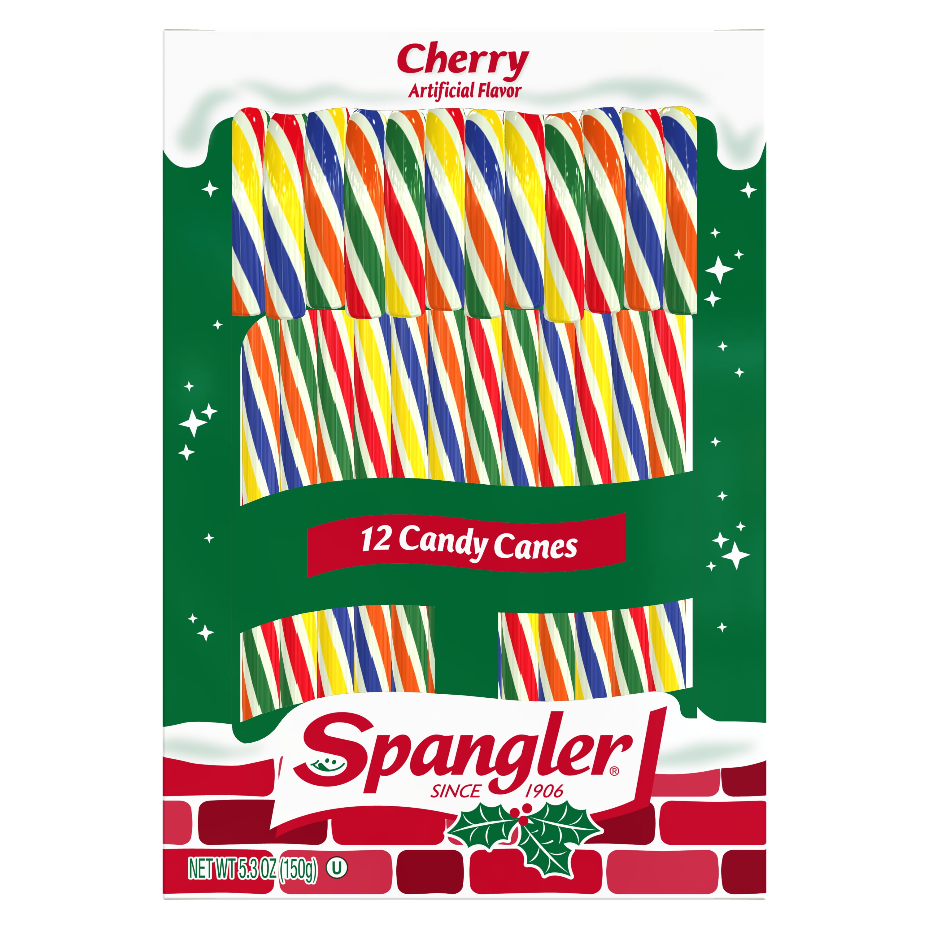 Spangler Cherry Candy Canes, 5.3oz, 12 Count, Christmas Hard Candy