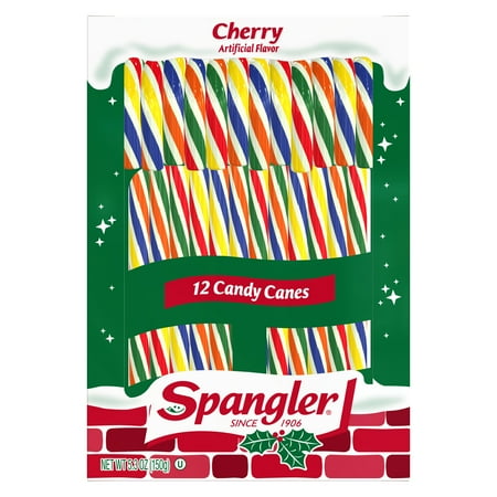 Spangler Cherry Christmas Candy Canes Stocking Stuffers, 5.3oz, 12 Count