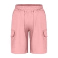 thumbnail image 5 of ZOYOEN Boys Cotton Linen Cargo Shorts- Summer Baggy Elastic Waist Casual Kids Hiking Shorts Pink Size 10, 5 of 7