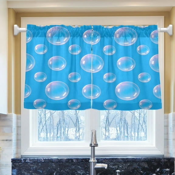 Ryvnso Bubble Half Curtains Sets Tier 2 Panels Short Curtain Rod Pocket 27"W x 24"L