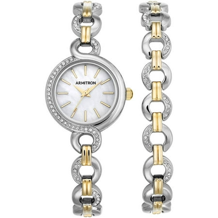 Armitron Women's Round Dress Watch, Two-Tone Bracelet Set