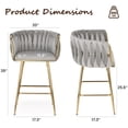 thumbnail image 2 of BISHE Counter Height Bar Stools Set of 2 – 26 Inch Modern Mid-Century Kitchen Island Stools with Backs & Sturdy Metal Legs, Gray, 2 of 6