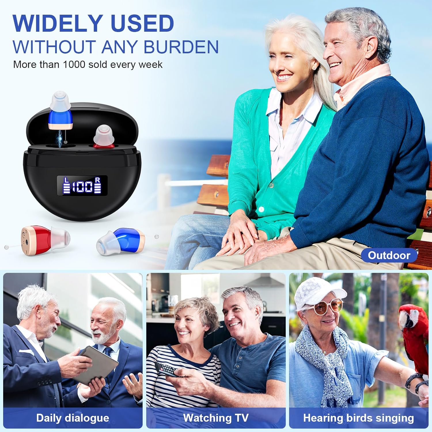 SUWU Hearing Aids, Digital Rechargeable Hearing Aids for Seniors with Noise Cancelling, Hearing Assist Device for Hearing Loss, Mini CIC In Ear Hearing Amplifiers with Display Charging Case