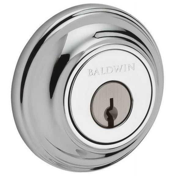 Baldwin Reserve SCTRD260 Single Cylinder Traditional Round Deadbolt Bright Chrome Finish