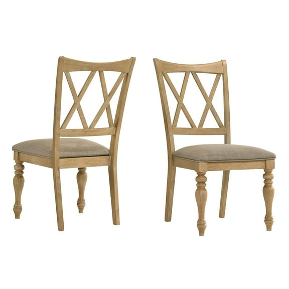 Roundhill Furniture Verta Solid Wood Cross-back Dining Chairs, Set of 2, Light Oak Finish