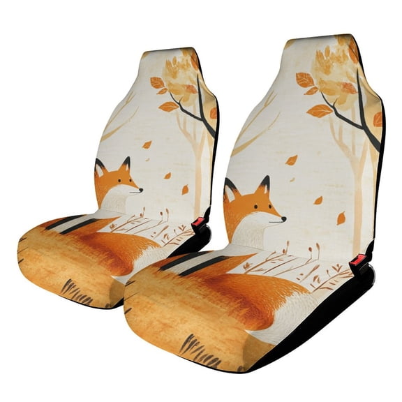 Fox (1) Set of 2Pcs Car Seat Covers Easy Clean Automobile Seat Protector Car Interior Accessories