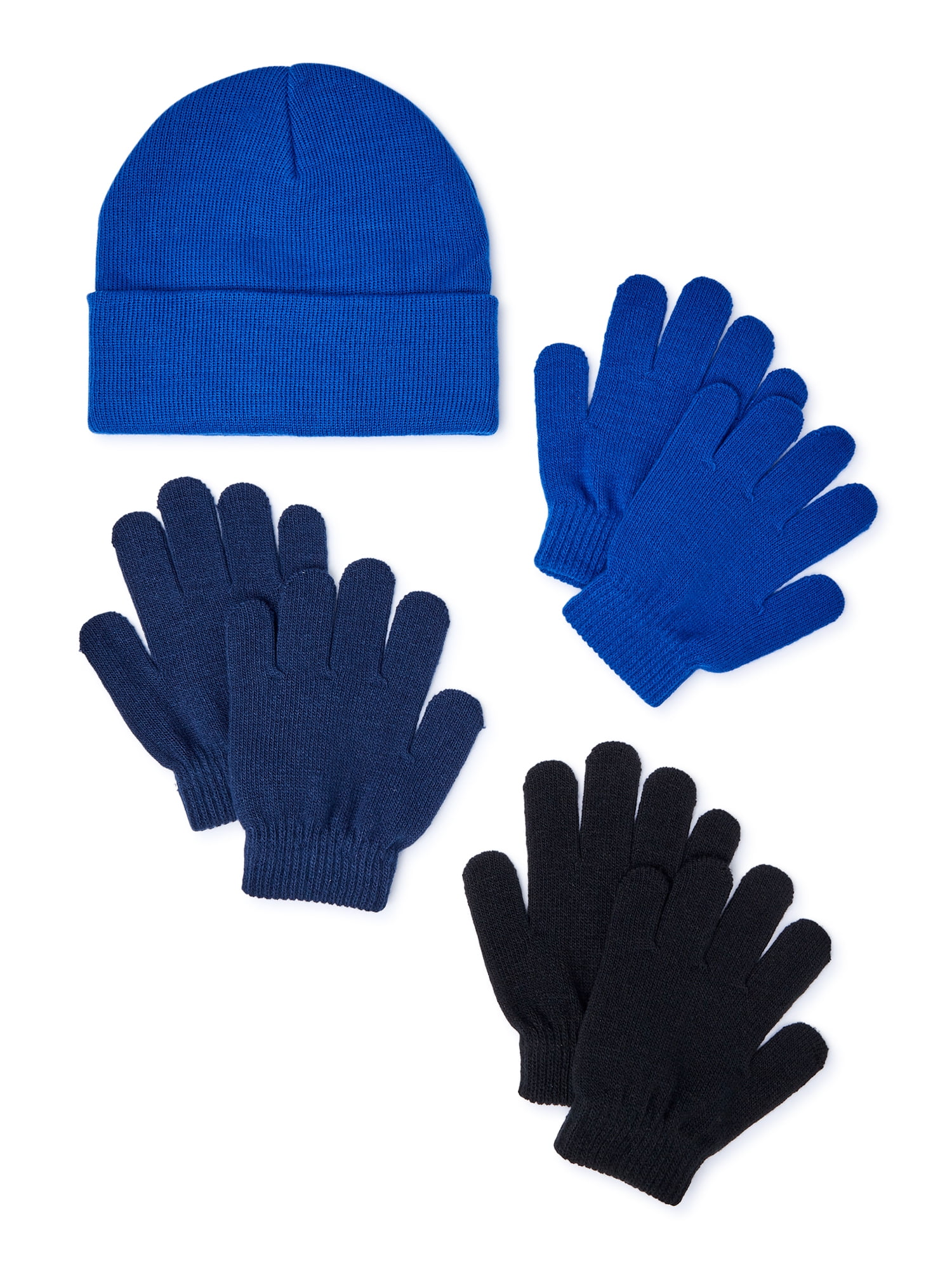 Wonder Nation Boys Hat and Gloves Set, 4 Piece, One Size