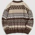 thumbnail image 4 of EchfiProm Pullover Women Sweaters Graphic Brown Solf New Arrivals Crew Neck Long Sleeve Fair Isle Sweater Top, 4 of 7