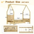 thumbnail image 5 of Bellemave Twin Size Montessori Bed with Storage Drawers, Wooden House Bed with Headboard, Twin Platform Bed Frame with Roof for Kids, No Box Spring Needed, Natural, 5 of 10