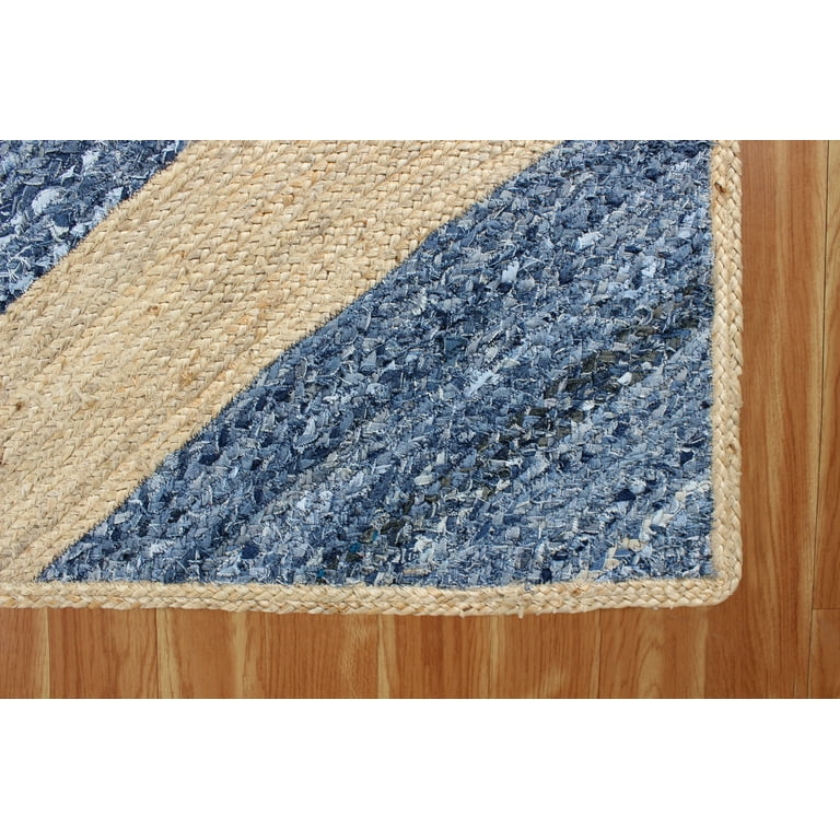 Braided Chindi Accent Area Rug, Hand Woven Soft Cotton Yoga Mat