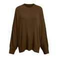 thumbnail image 3 of DuoJiaJ Women's Oversized Knit Sweater Casual Long Sleeve Pullover Tunic Top Soft Comfortable Winter Fall Fashion Loose Fit Round Neck Split Hem Crewneck Sweater Brown XL, 3 of 4