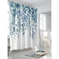 thumbnail image 3 of Eucalyptus Blue Shower Curtain Set, Waterproof Shower Curtains for Bathroom, Farmhouse Leaves Summer Spring Washable Fabric Cloth Bath Curtain for Bathtub Decoration with Hooks 72x78 Inches, 3 of 6