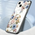 thumbnail image 3 of Nalacover for iPhone 13 Slim Case,Exquisite Floral Pattern 360 Rotating Diamond Ring Holder Anti-Scratch Soft TPU Silicone Bumper Rubber Tempered Glass Back Cover.For iPhone 13,White, 3 of 9