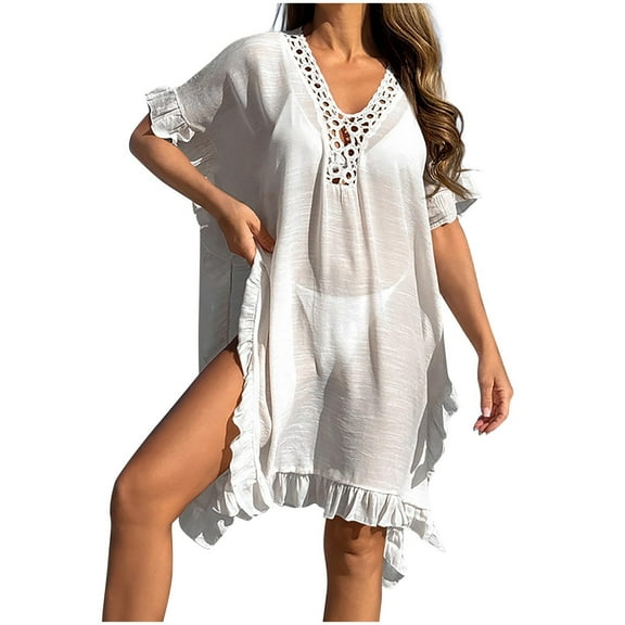 JIUKE Womens Swimsuits Cover U.S Crochet Chiffon Fashion Beach Cover Suit Coverups Summer Dress